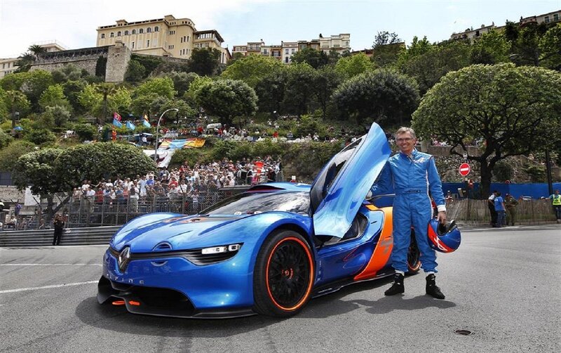 Man with Blue Race Car — Outdoor