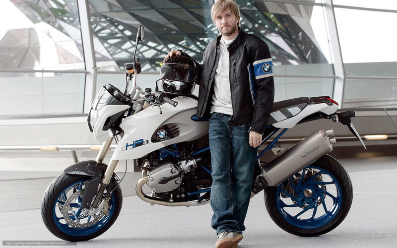 man with bmw motorcycle