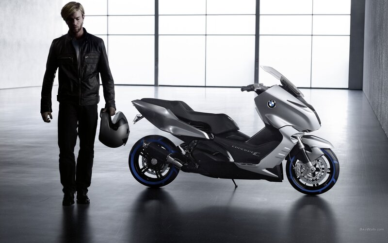 Man with BMW scooter