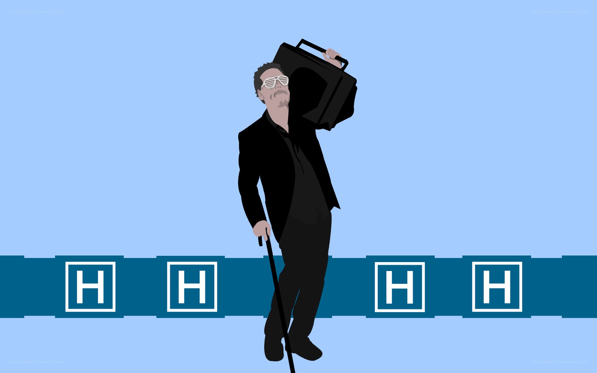 Man with boombox and cane