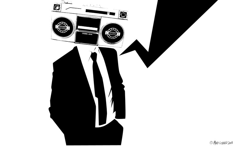 man with boombox head