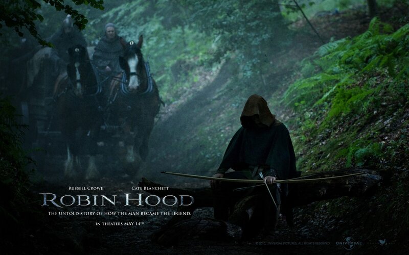 Man with Bow in Forest — Green, Dramatic, Night