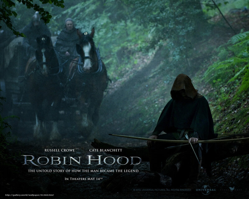 Man with Bow in Forest — Green, Dramatic