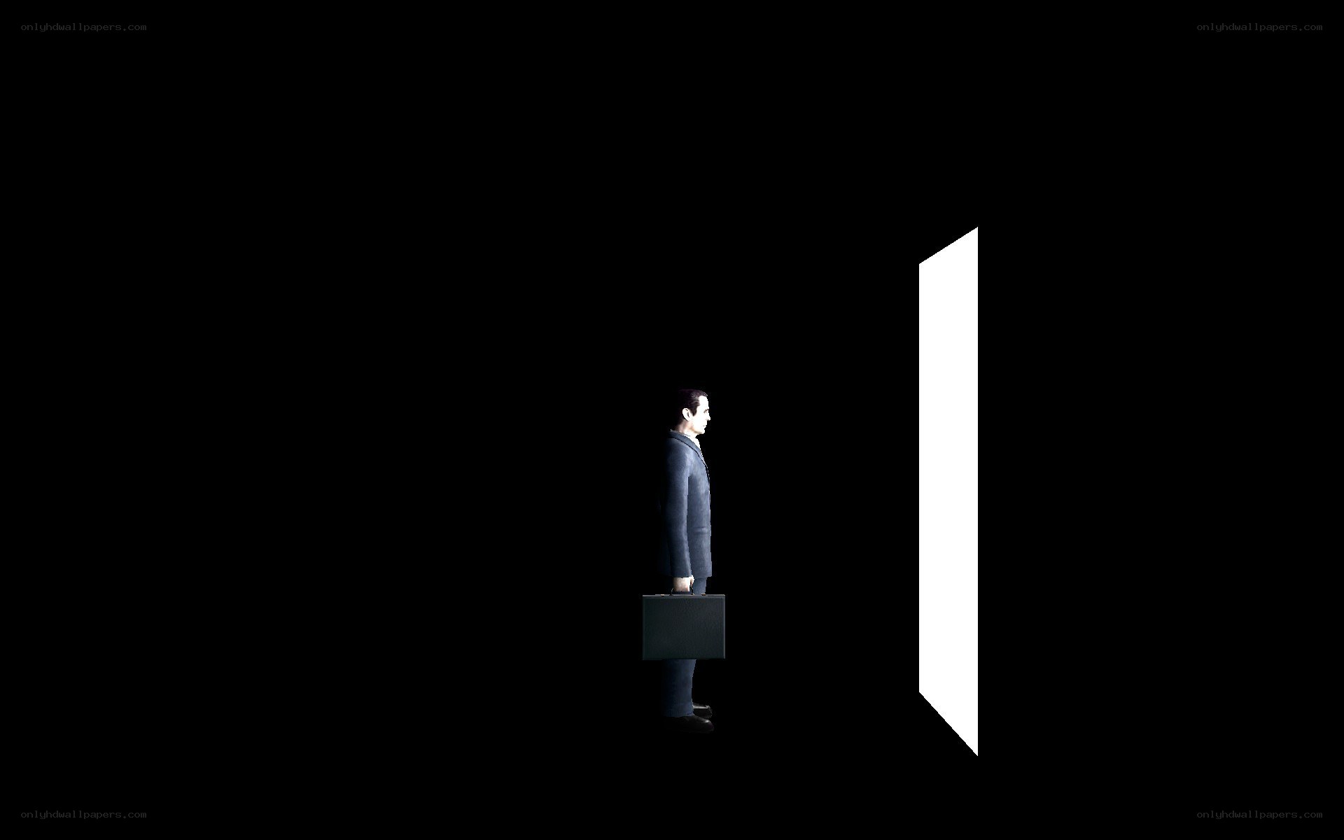 man with briefcase at door