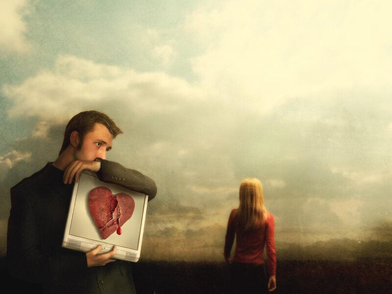 Man with broken heart monitor