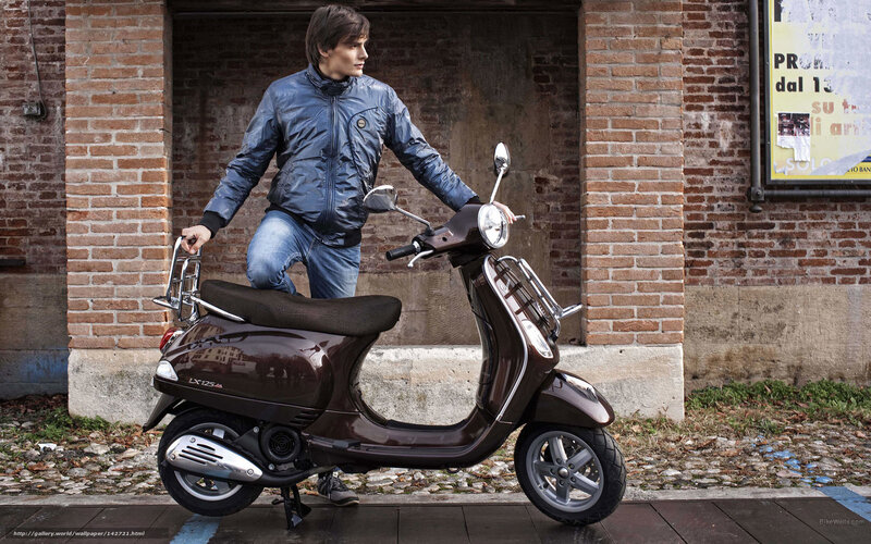 Man with brown scooter