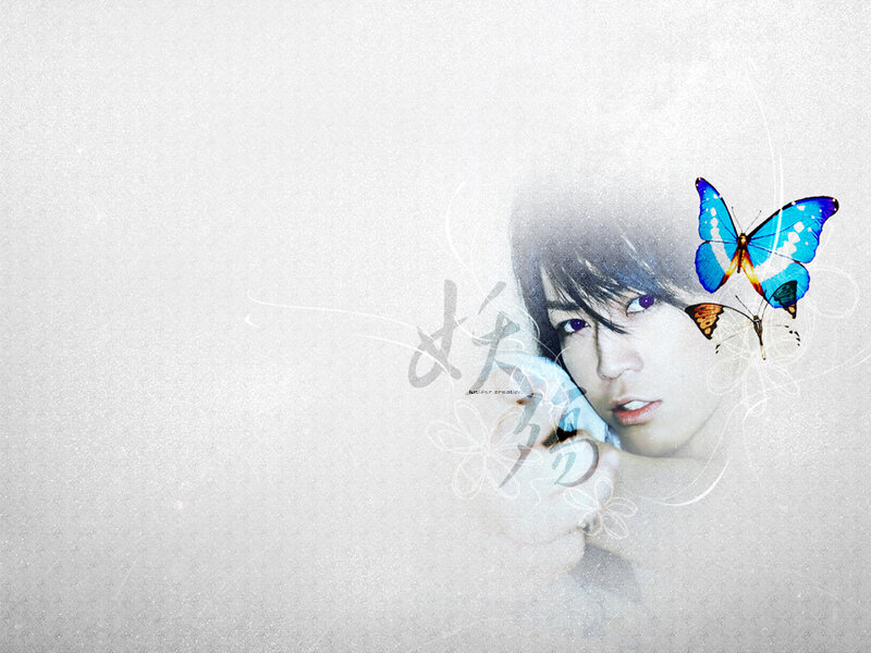 man with butterflies wallpaper