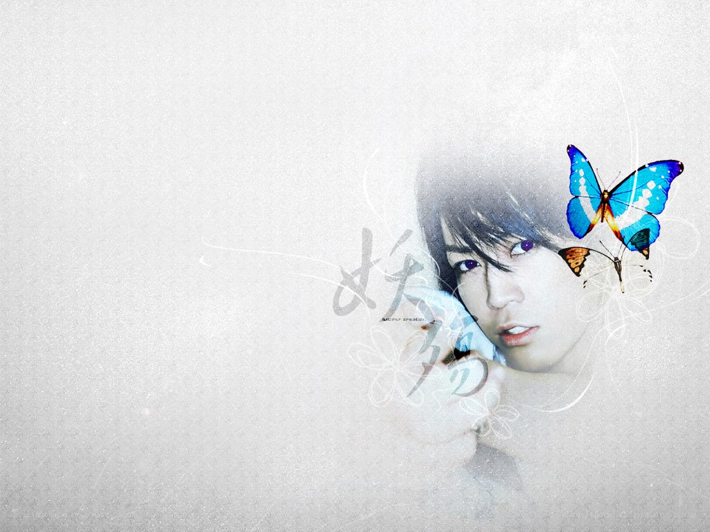 man with butterflies wallpaper