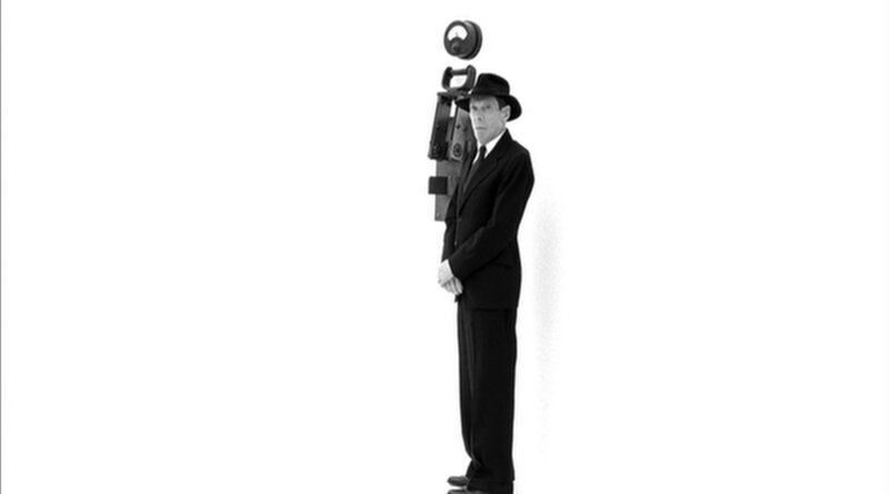 man with camera on head