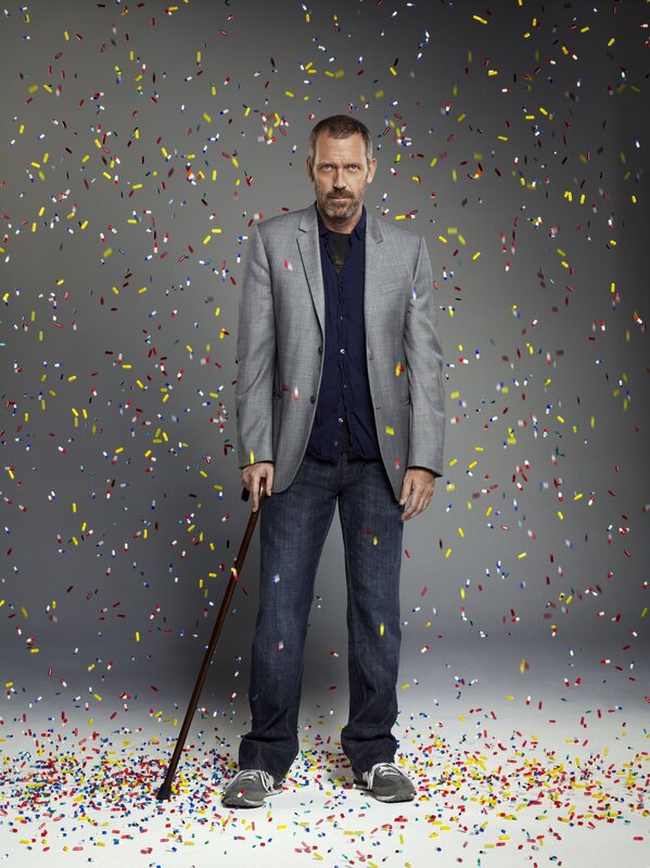 man with cane and confetti
