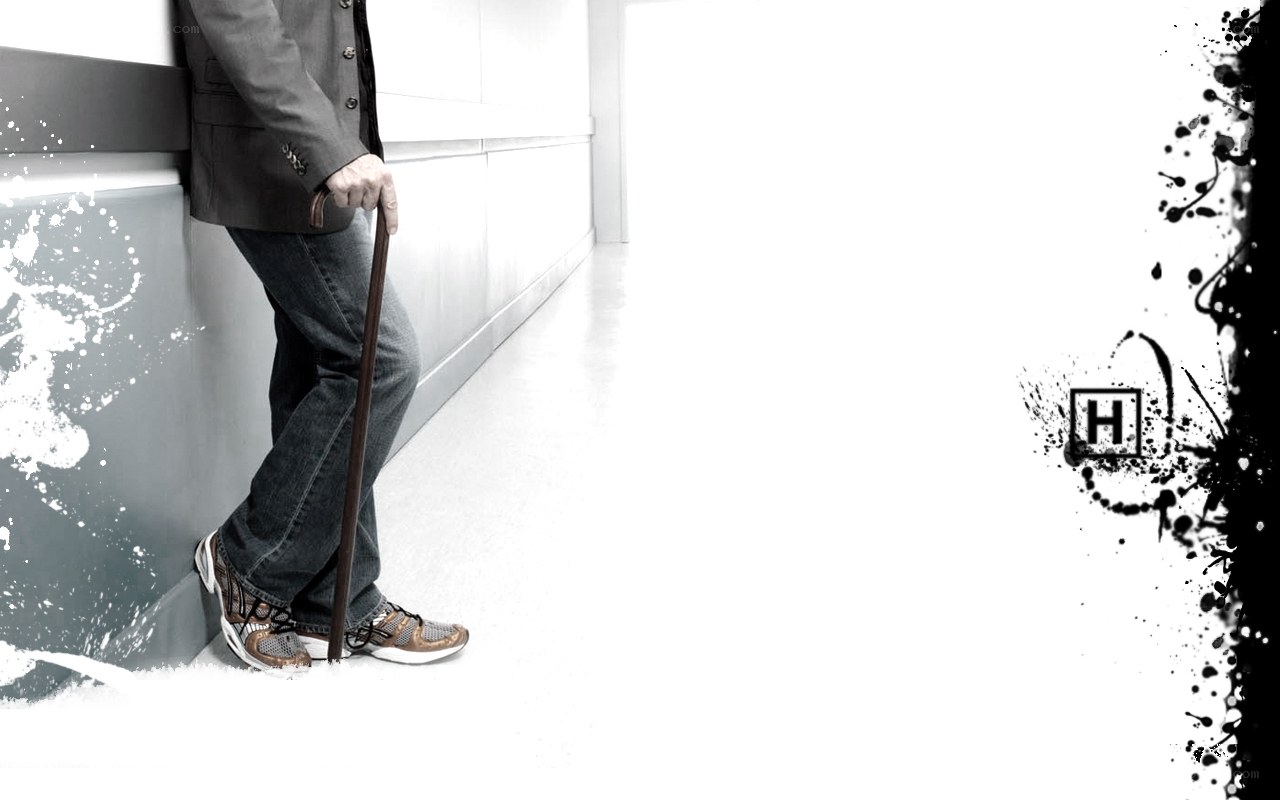 man with cane in hallway