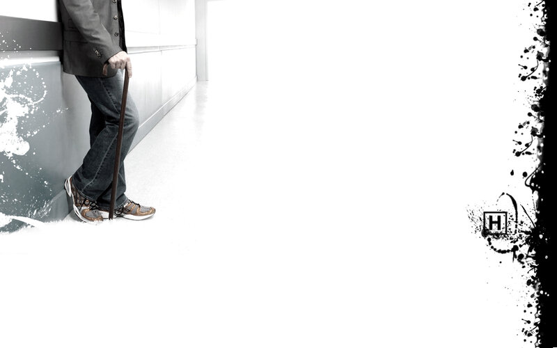 Man with Cane Leaning — Black, Dramatic
