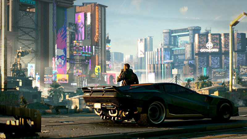 Man with Car in City — Gray