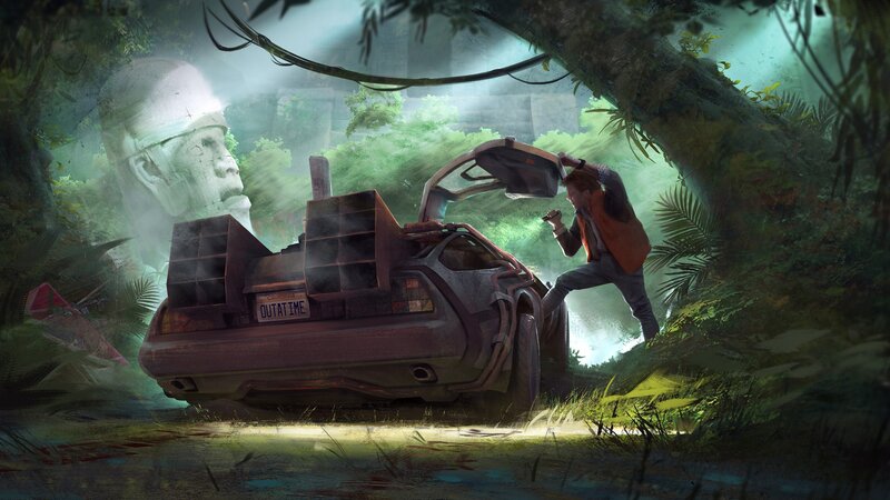Man with Car in Jungle