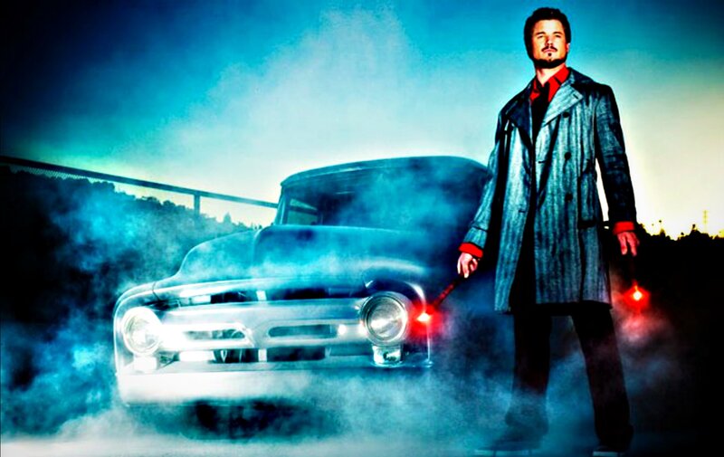 Man with Car in Smoke