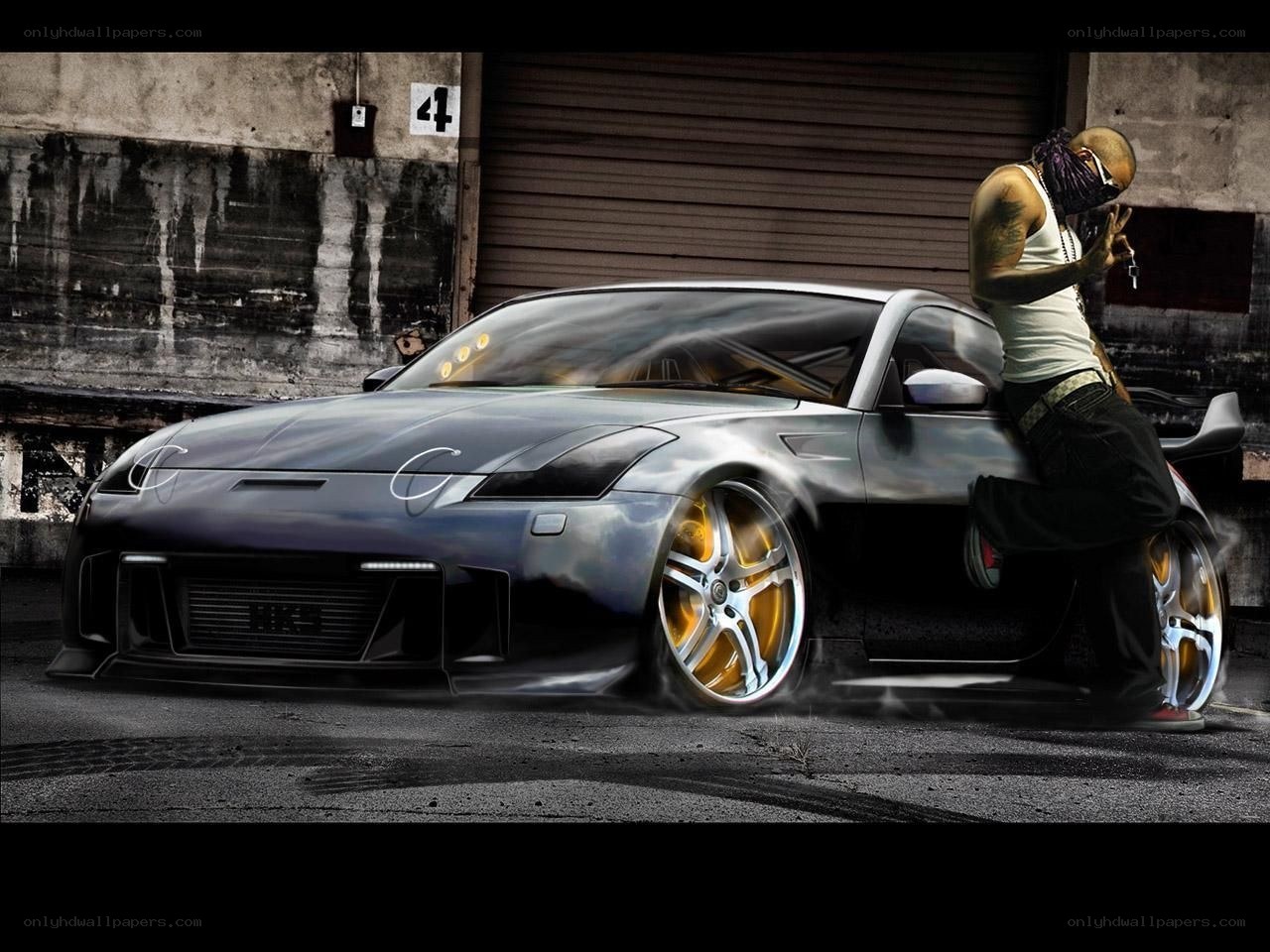 man with car in urban setting