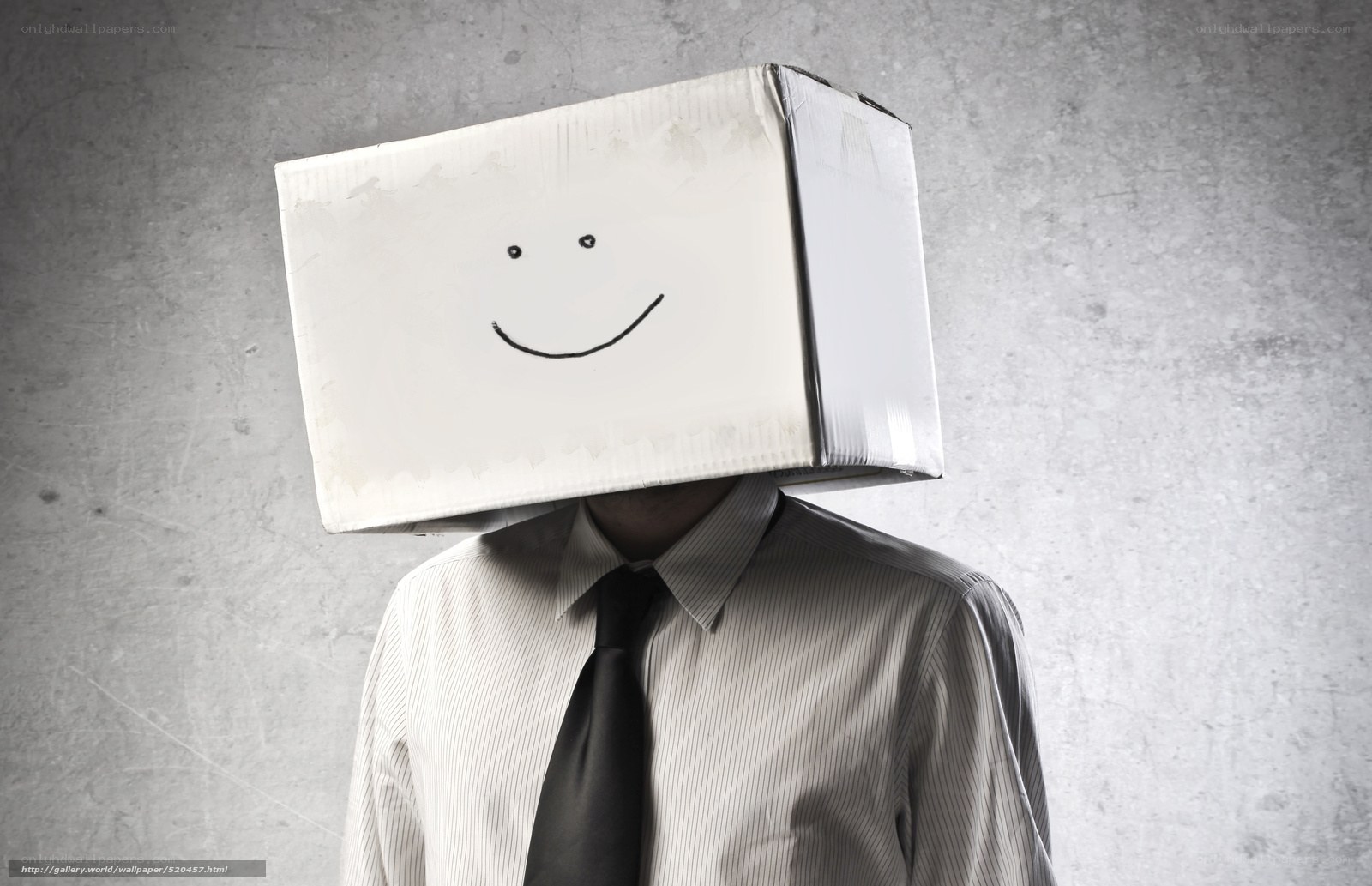 man with cardboard box head