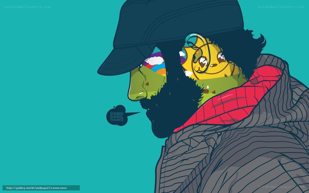 man with cartoon face