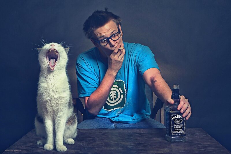 Man with Cat at Table