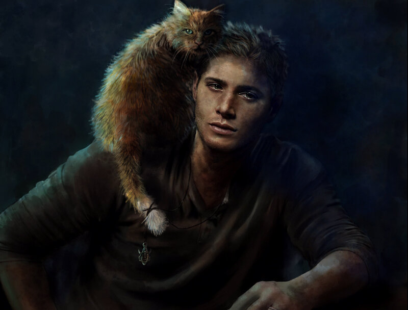 Man with Cat on Shoulder — Brown
