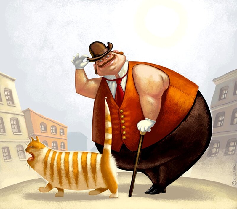 man with cat on street