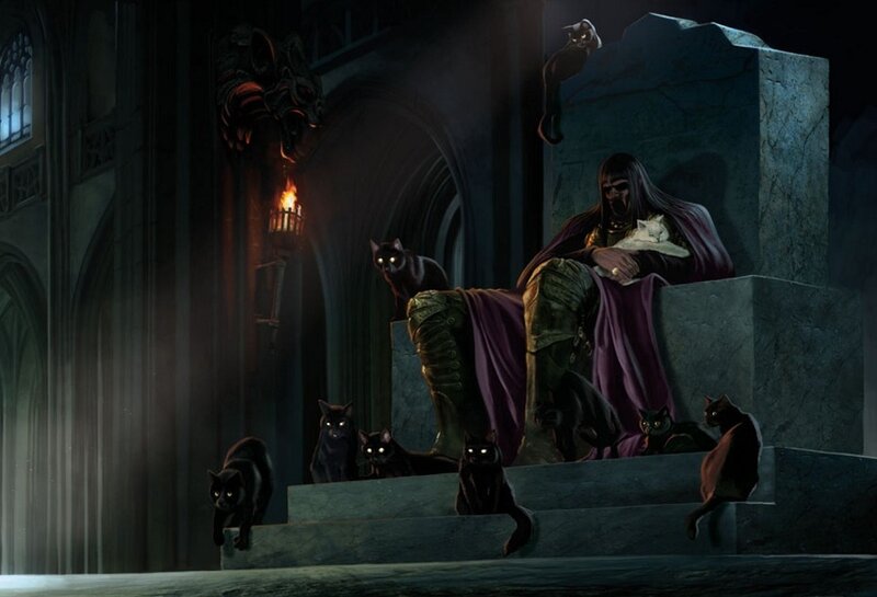 Man with Cats on Steps