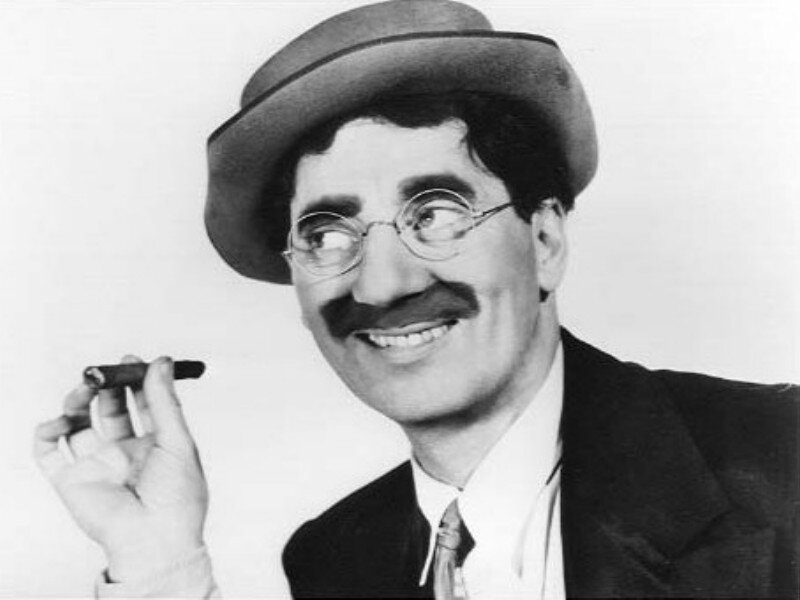 Man with Cigar and Hat — Black, Playful
