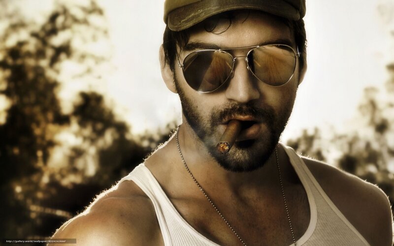Man with Cigar and Sunglasses — Brown, Dramatic, Afternoon, Photograph