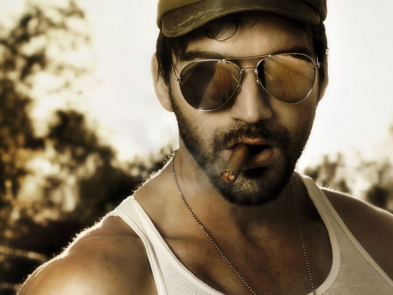 Man with Cigar and Sunglasses — Brown, Dramatic