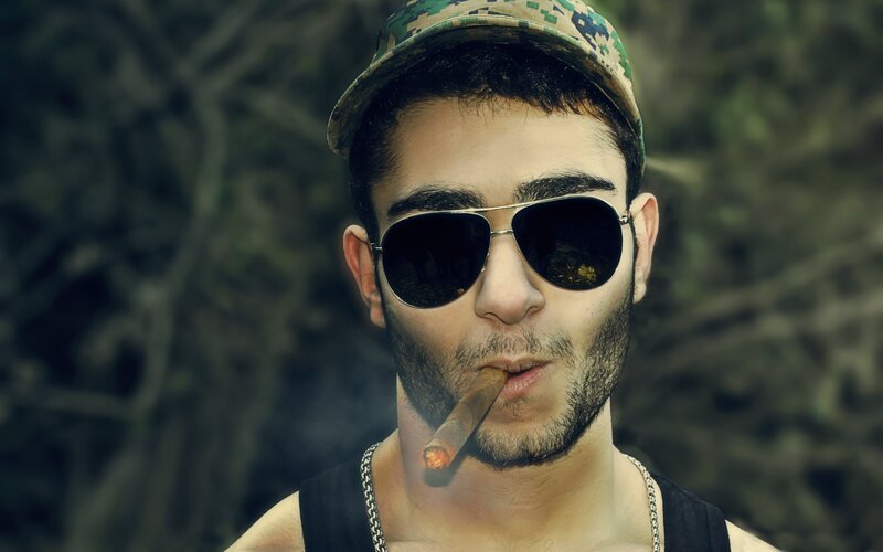 Man with Cigar and Sunglasses — Green