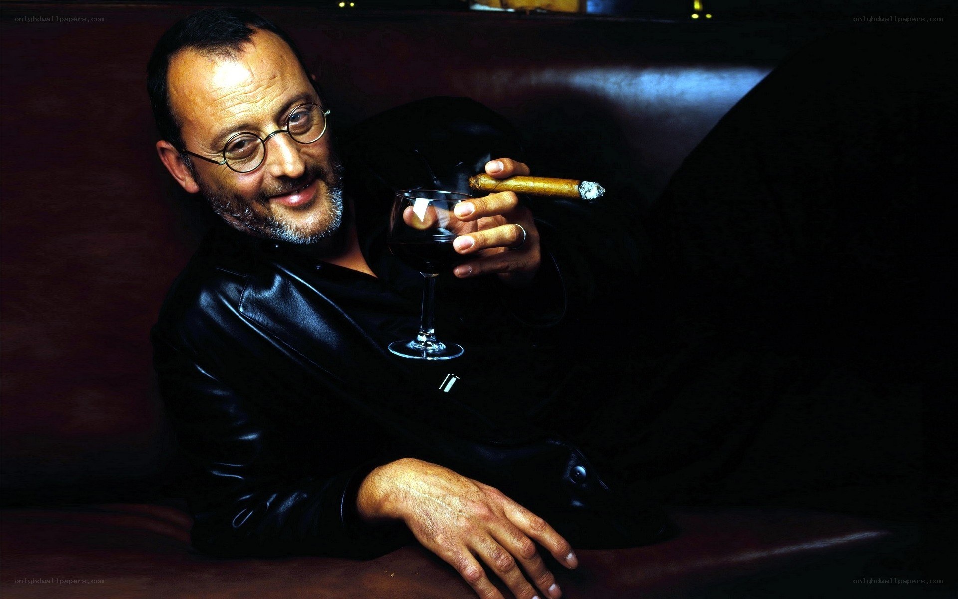 Man with cigar and wine