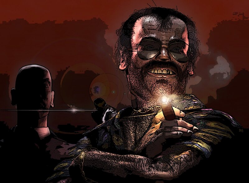man with cigar in comic art