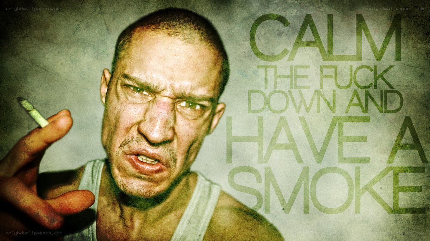 man with cigarette and angry expression