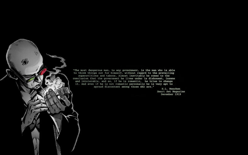 Man with cigarette and quote