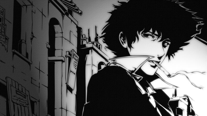 Man with Cigarette — Black, Dramatic, Manga, Building
