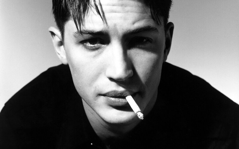 Man with Cigarette — Black, Dramatic, Photograph, Black Shirt