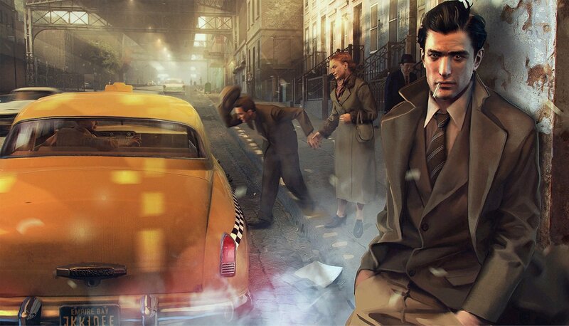 Man with cigarette in city