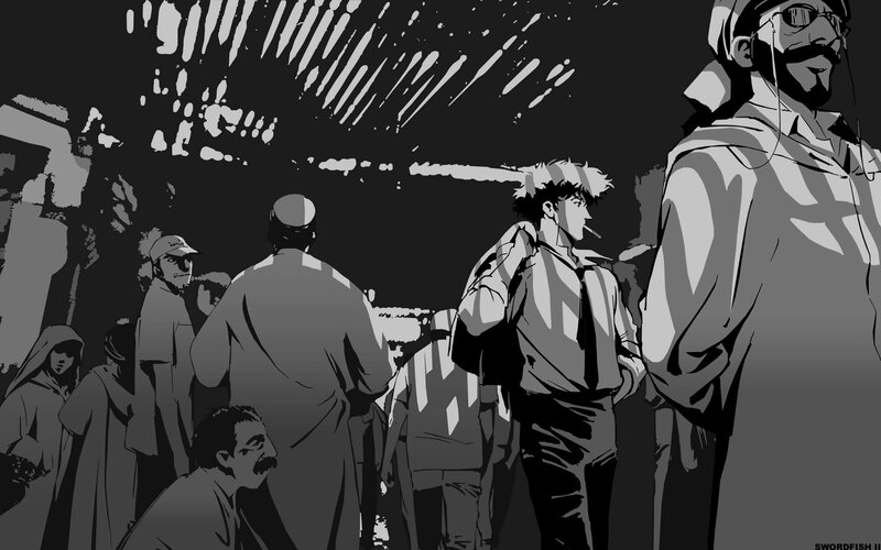 Man with Cigarette in Crowd — Black