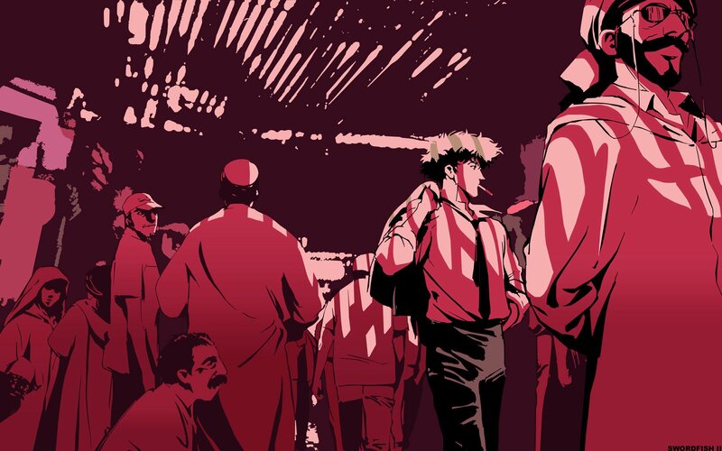 Man with Cigarette in Crowd — Red
