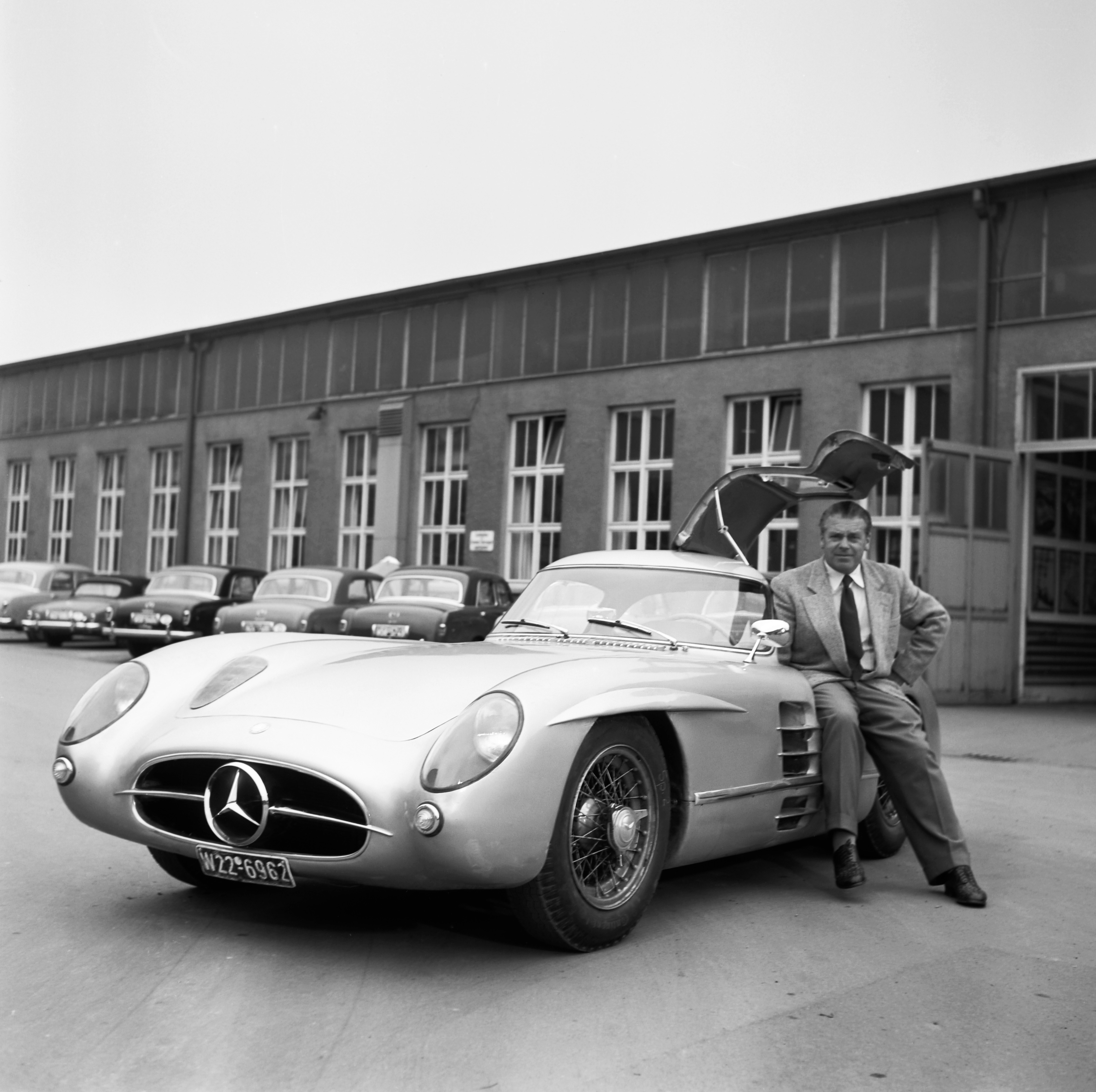 Man with classic car