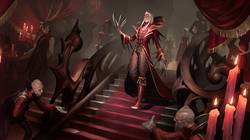 Man with Claws on Stairs — Red