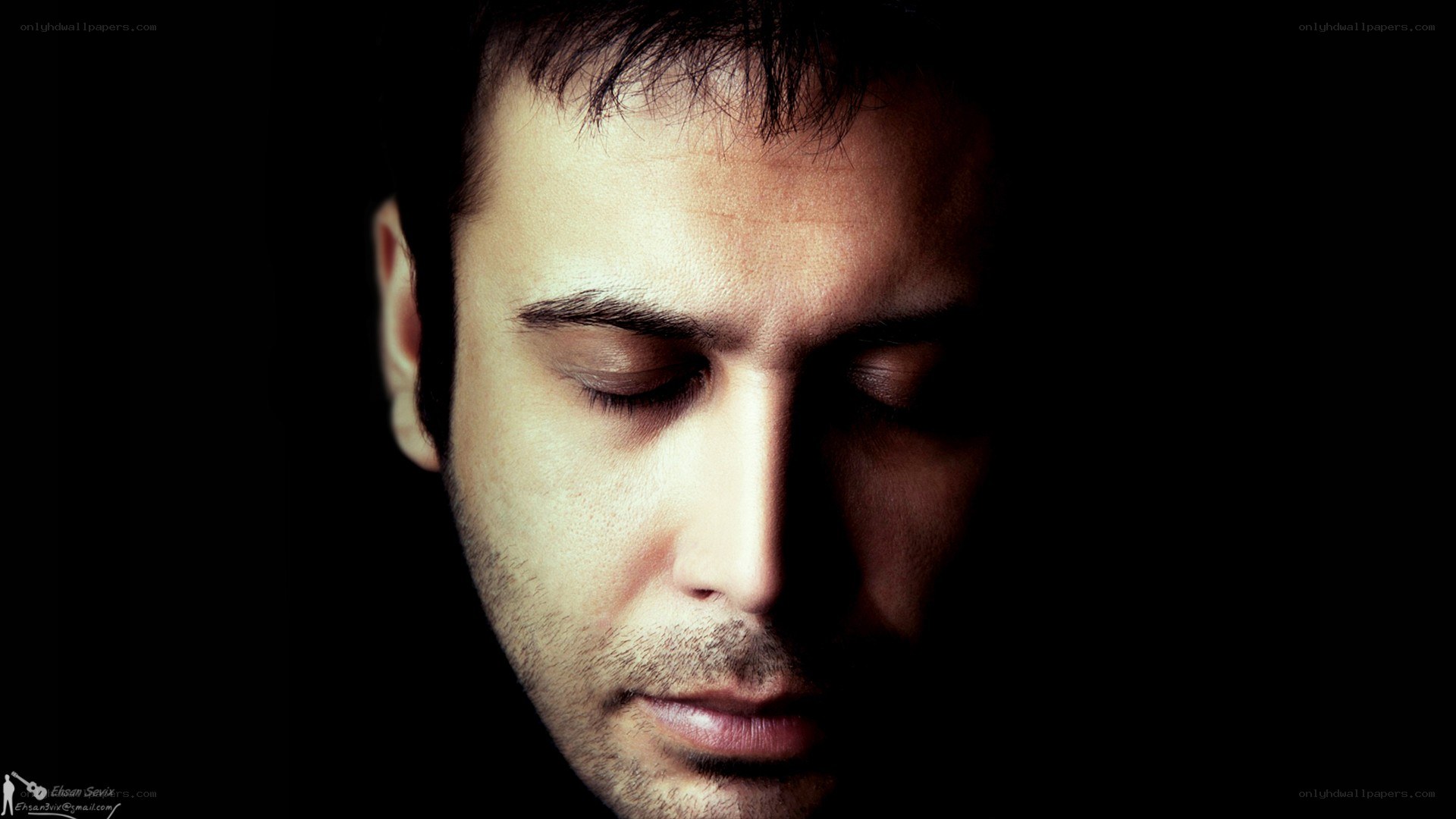 man with closed eyes
