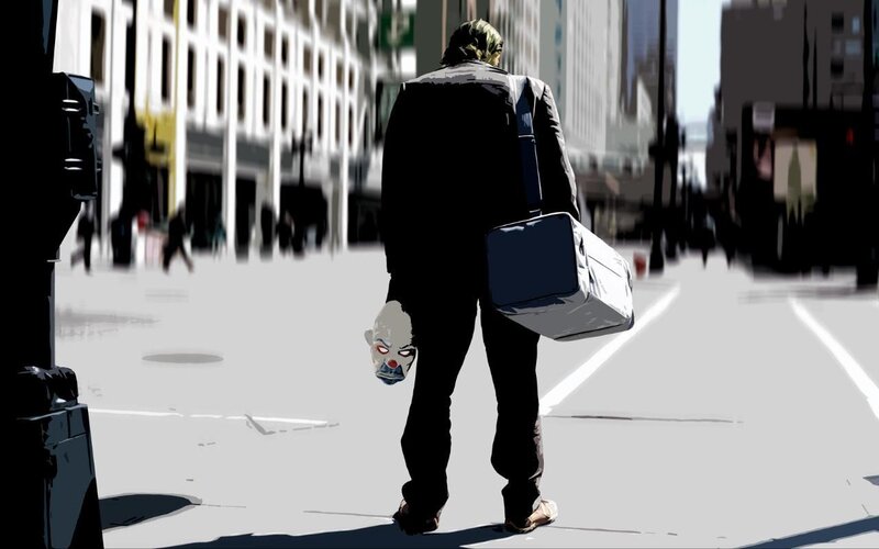 Man with clown mask walking