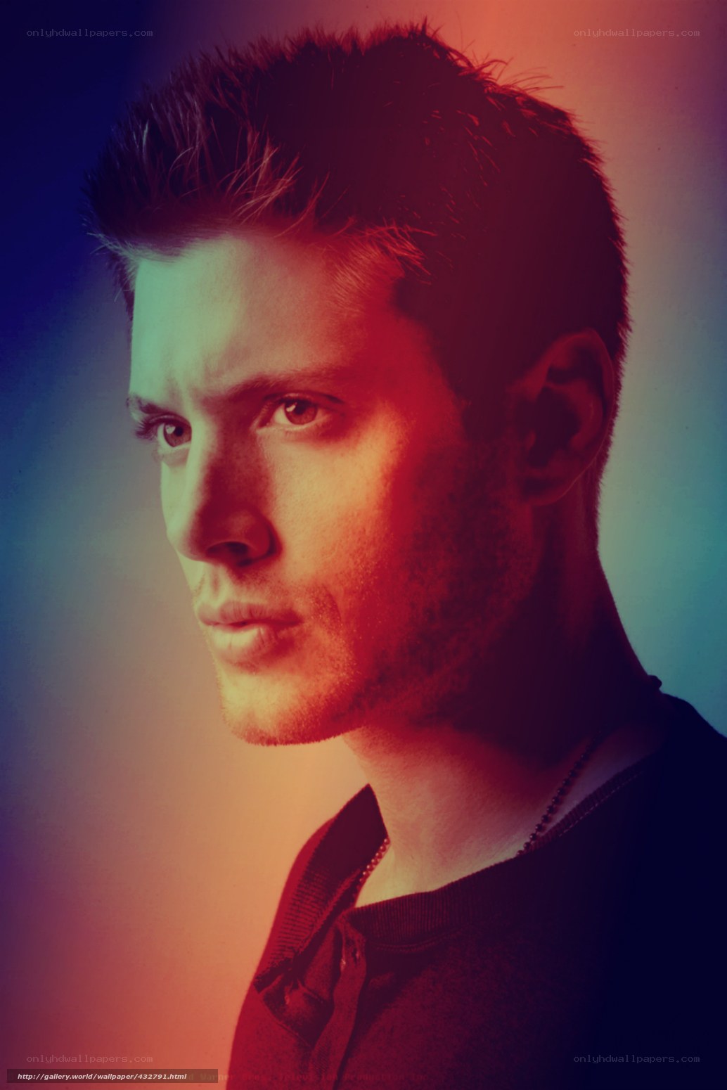 man with colored lighting