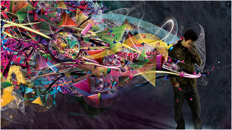 Man with Colorful Explosion