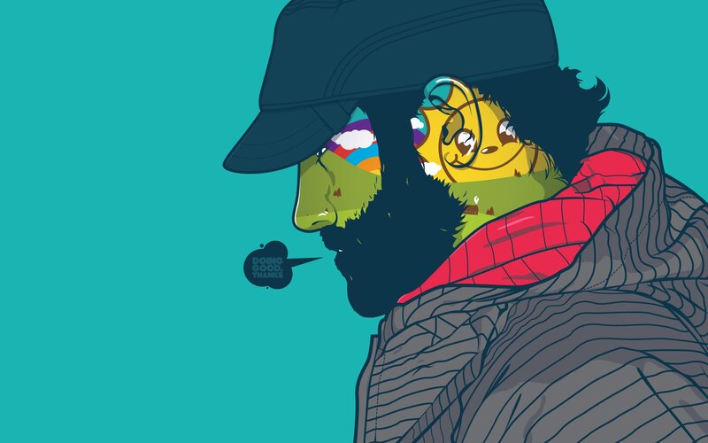 man with colorful face art