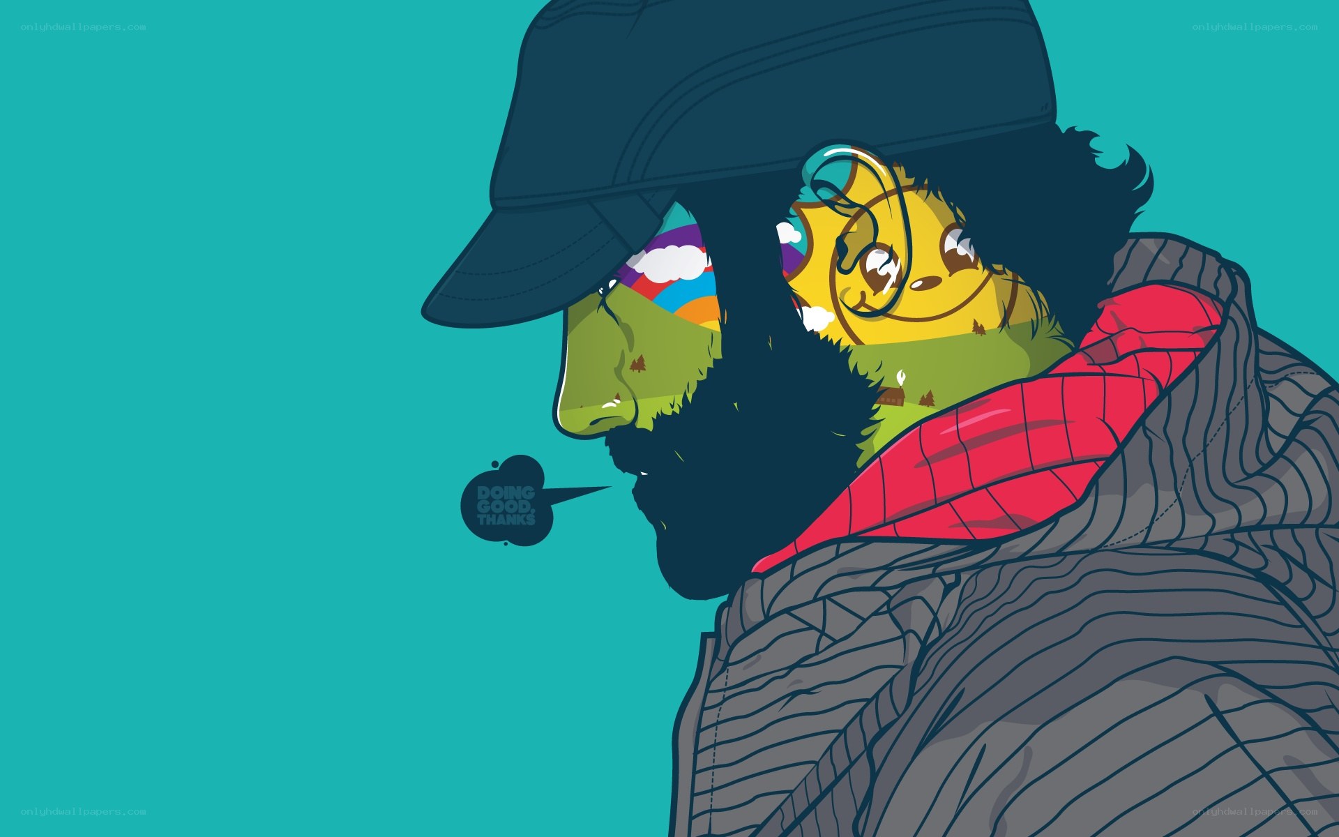 man with colorful face art