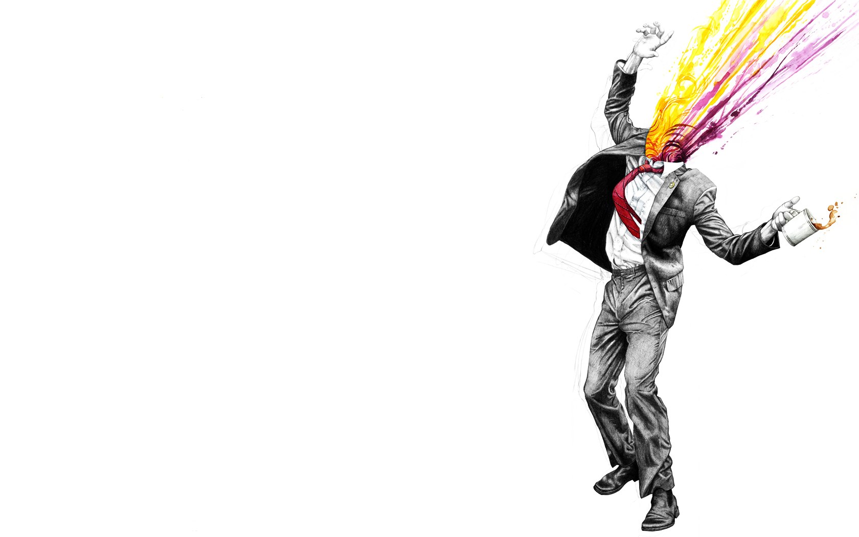 man with colorful head explosion