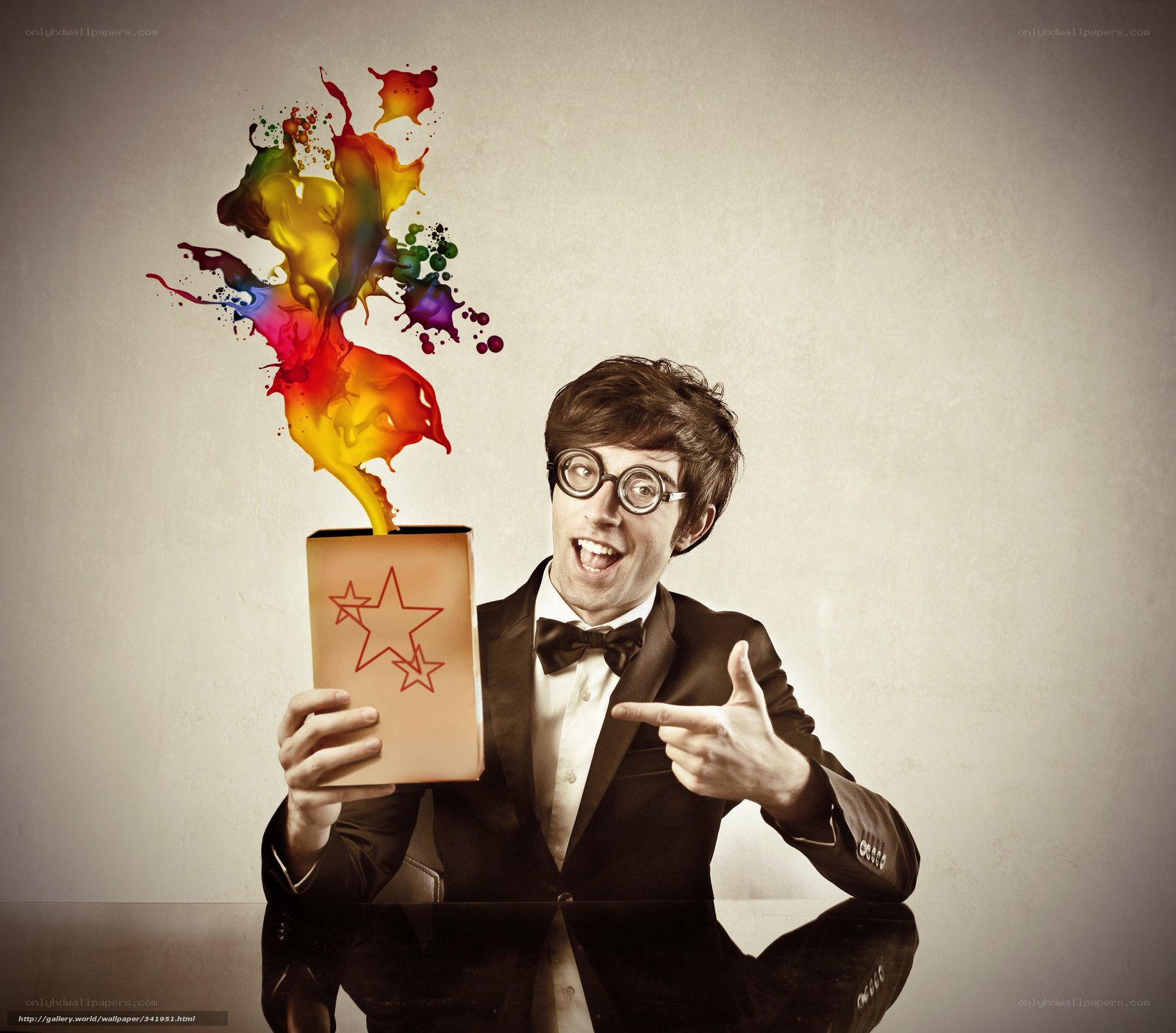 man with colorful paint explosion