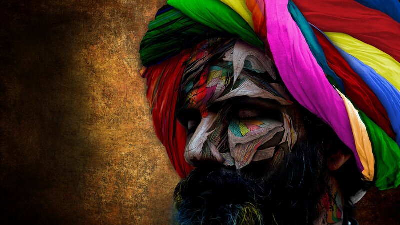 Man with Colorful Turban — Red
